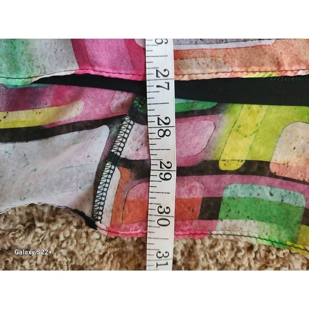 F9 Soft Works bright multicolored sheer lined tank blouse black contrast trim - Picture 11 of 11